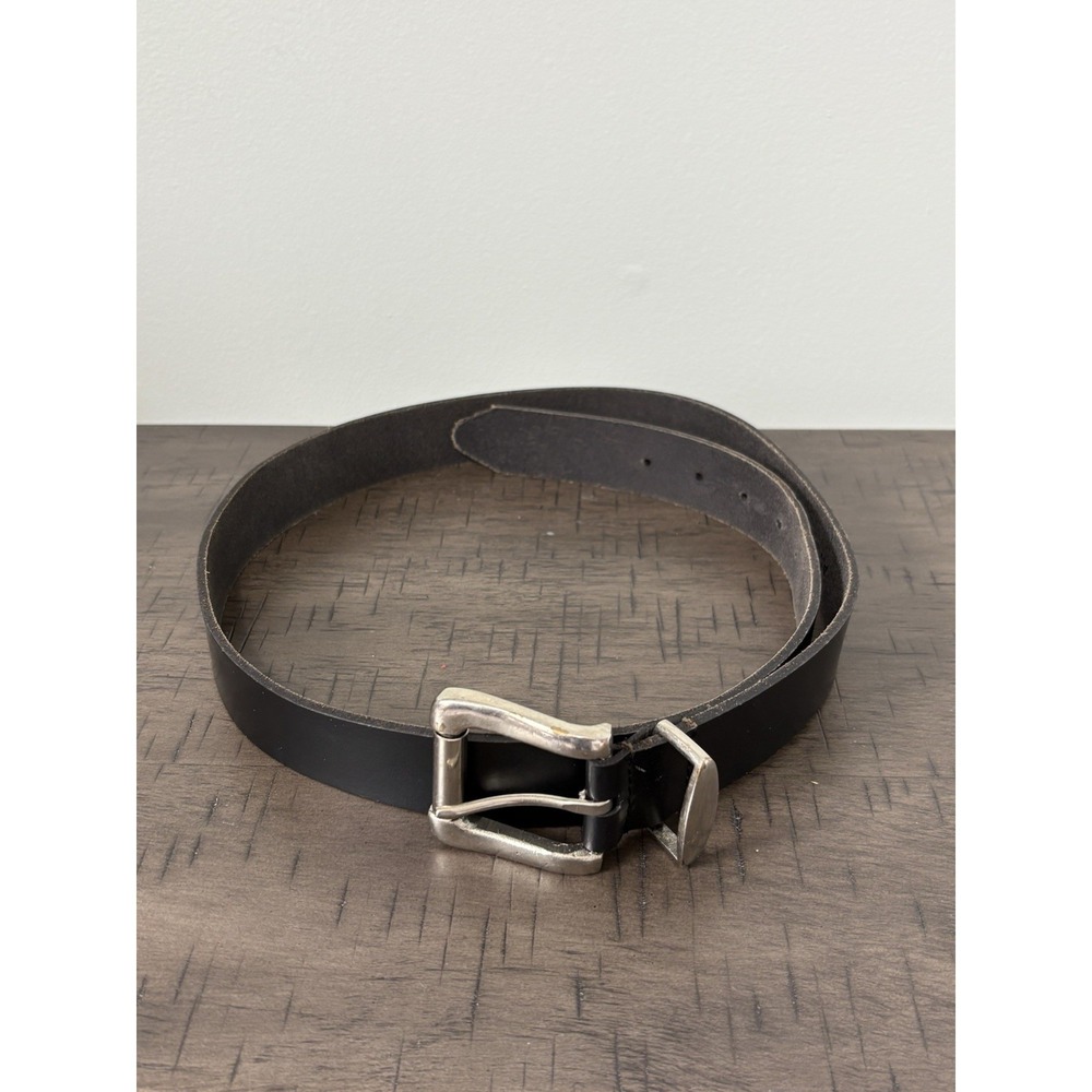 Amiee Lynn Vintage Black Leather Belt Silver Buckle Sz XL 1.25in Wide Women's